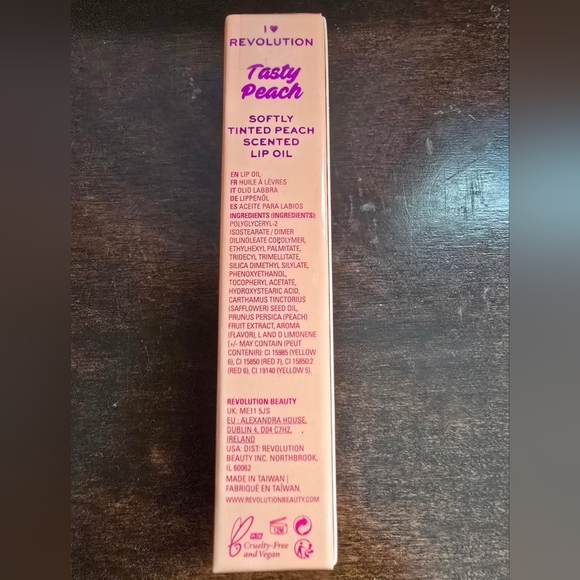 I Heart Revolution Tasty Peach Lip Oil SWEET PEACH New Sealed Box - Picture 2 of 4